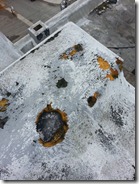 Roof Coatings - Bird Holes in Spray Polyurethane Foam SPF with Roof Coating System